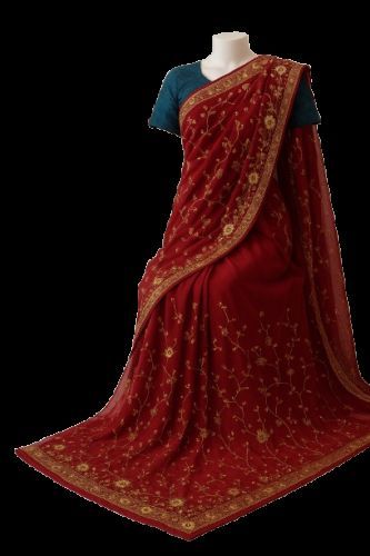 Marroon zari work partywear saari 999